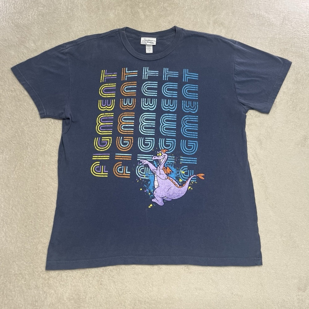 Disney Parks T Shirt Medium Gray Figment Purple Imagination Dragon Y2K Epcot VTG